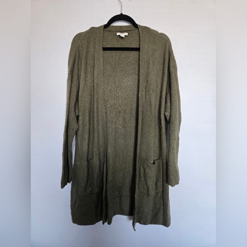 American Eagle Olive Green Cardigan with Pockets